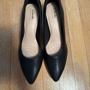Clarks Black Pointed Toe Heels